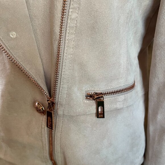 Ivanka Trump Pink Faux Suede Leather Zip Up Moto Jacket Womens Small EUC - Picture 4 of 8